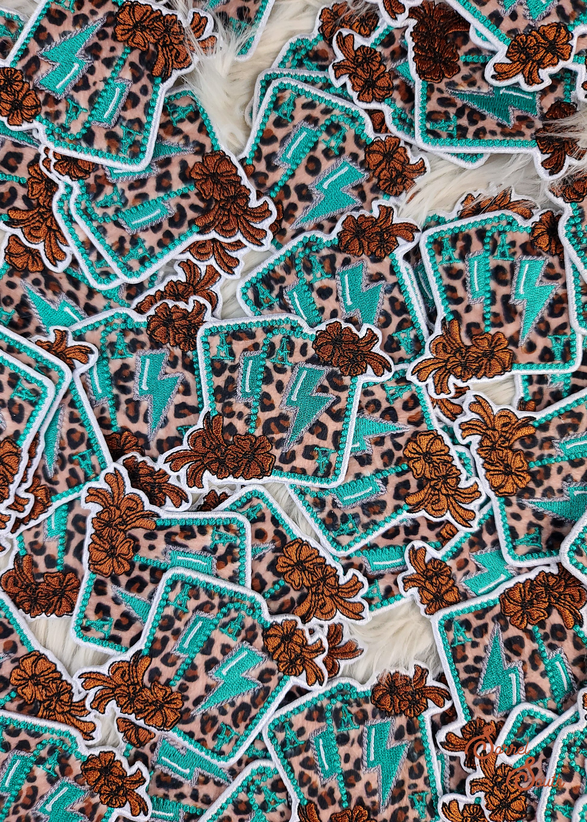 Leopard & Turquoise Lightning Aces Patch adhesive patch Sorrel South