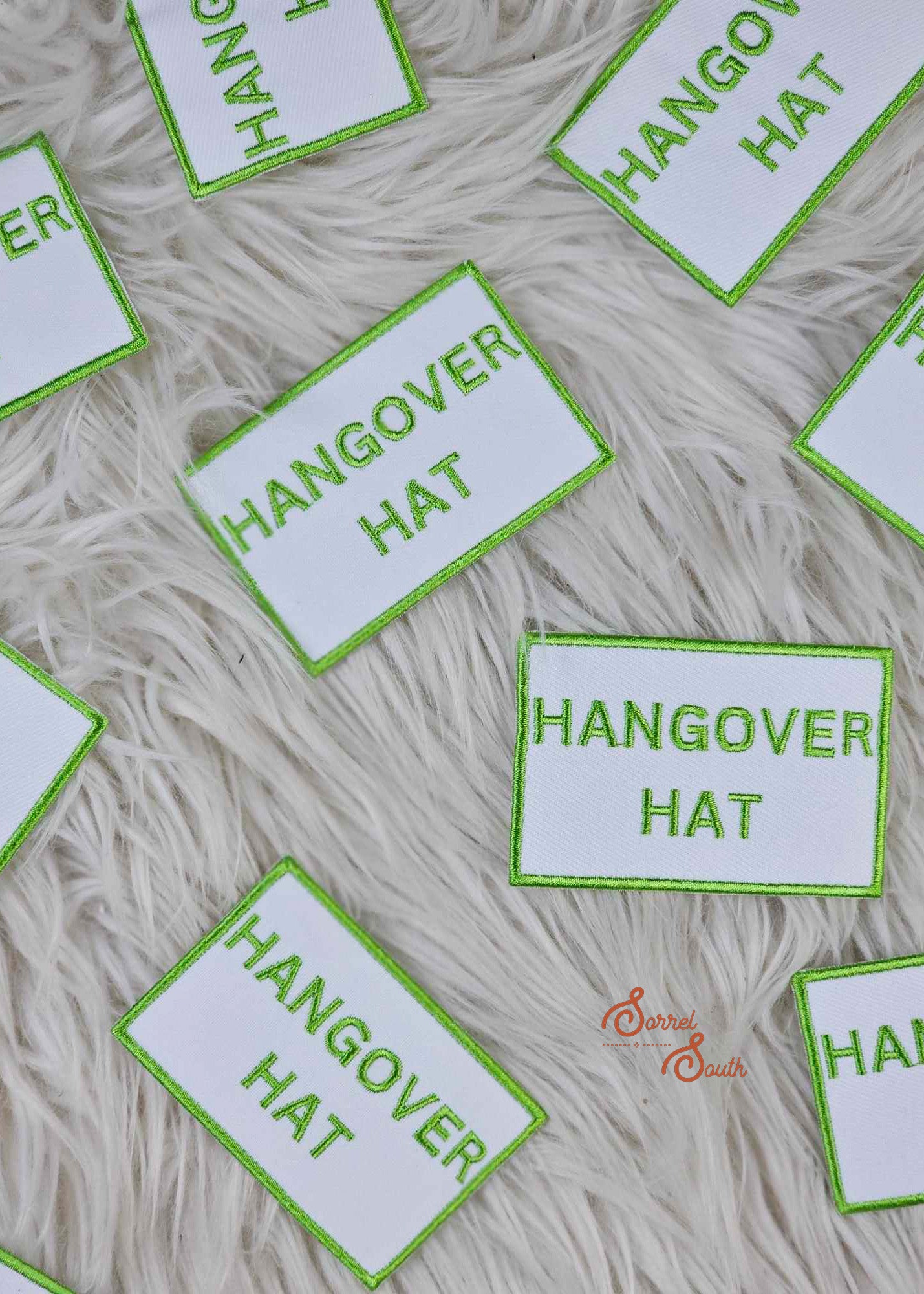 Lime Green Hangover Hat Patch, iron on patch