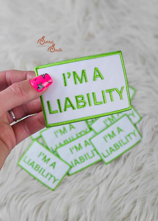 Lime Green I'm A Liability Patch, wholesale iron on patchse