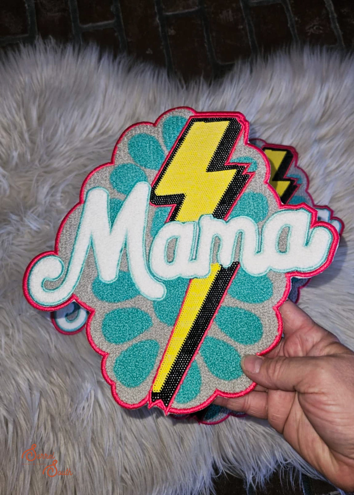 LARGE Pink Mama Lightning Bolt Patch adhesive patch Sorrel South