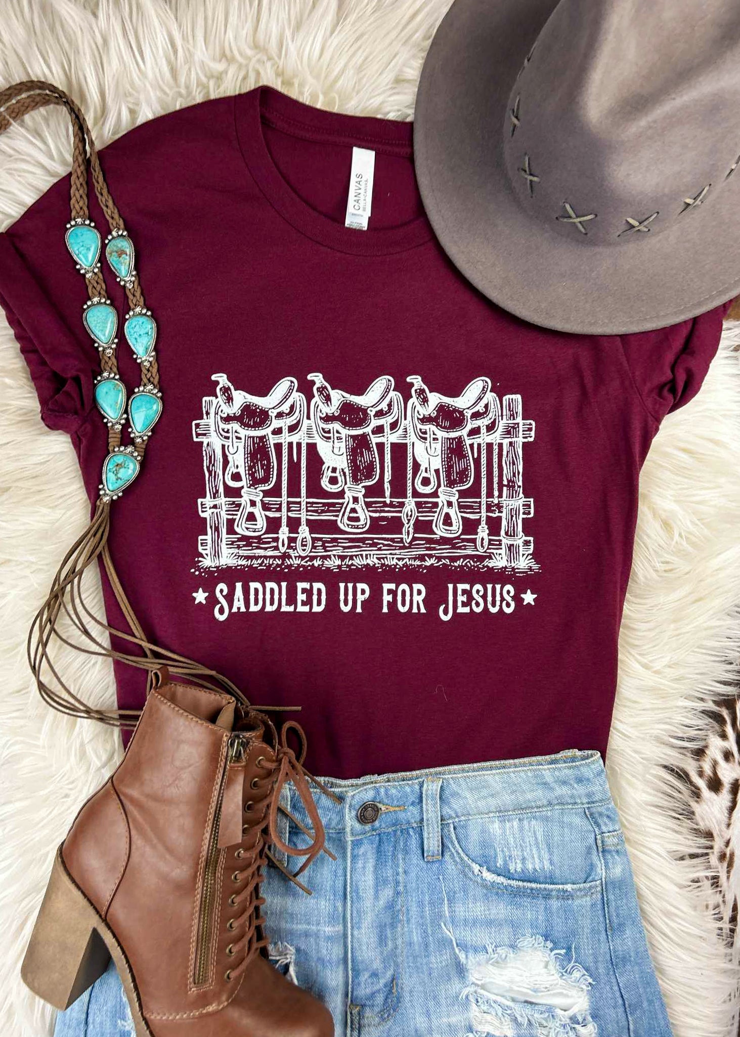 Saddled Up For Jesus Screenprint Transfer screenprint transfer Sorrel South