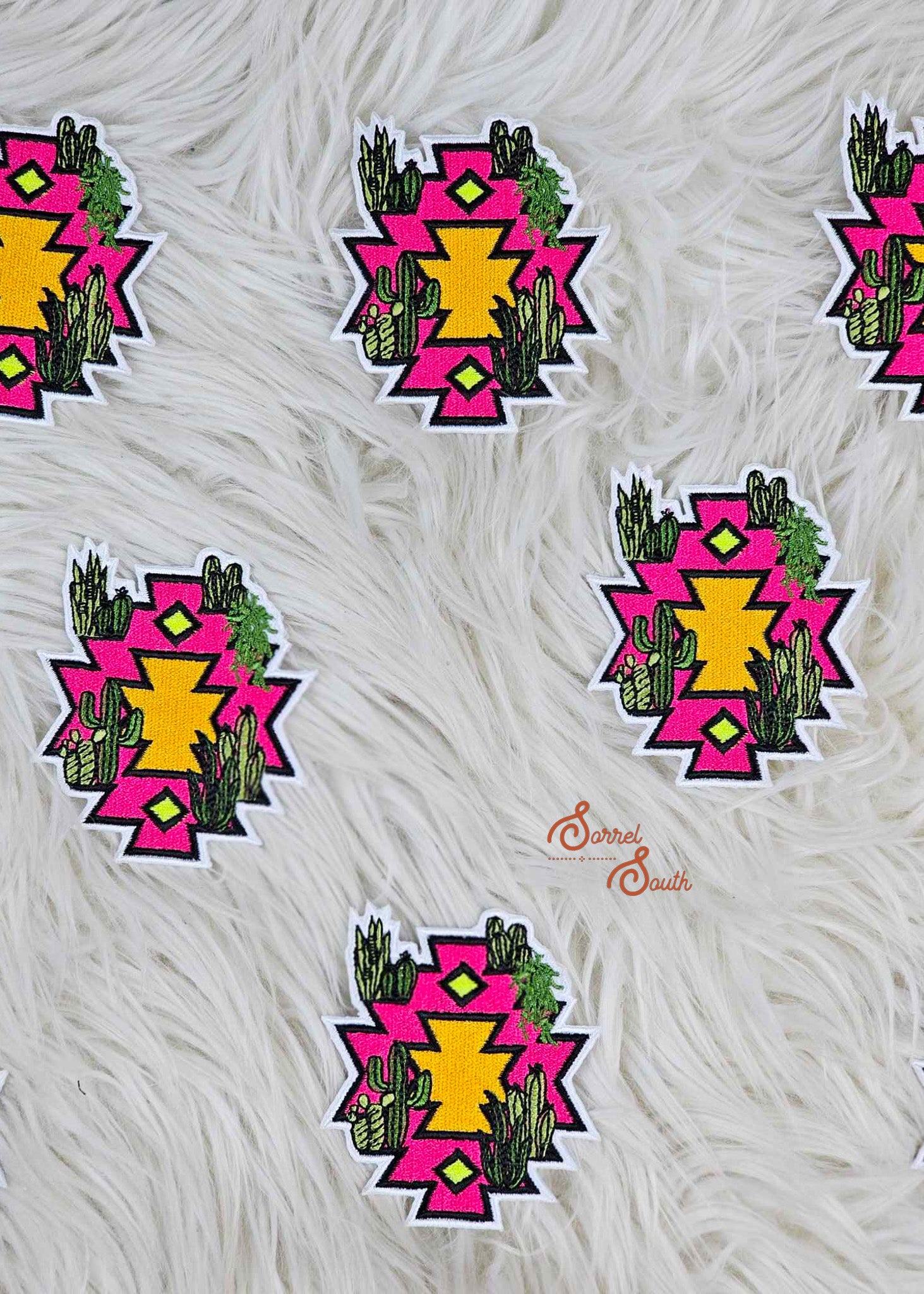 Pink Cactus Aztec Patch, wholesale iron on patch