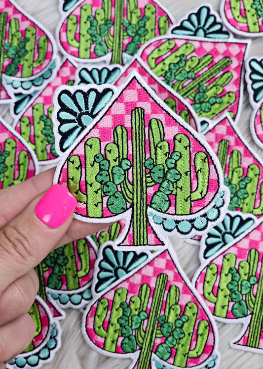 Pink Cactus Spade Patch