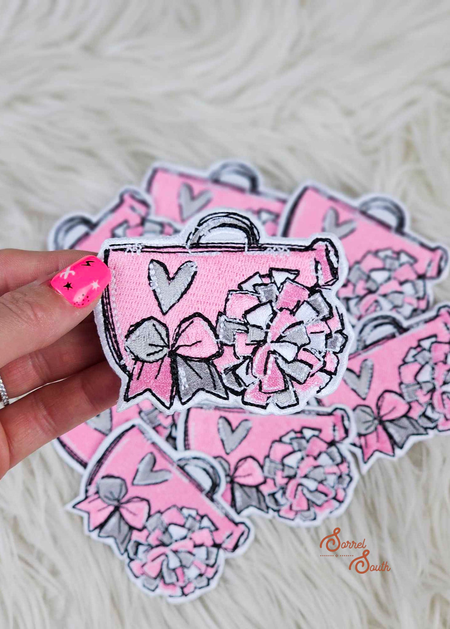 pink wholesale cheer patch, iron on patches