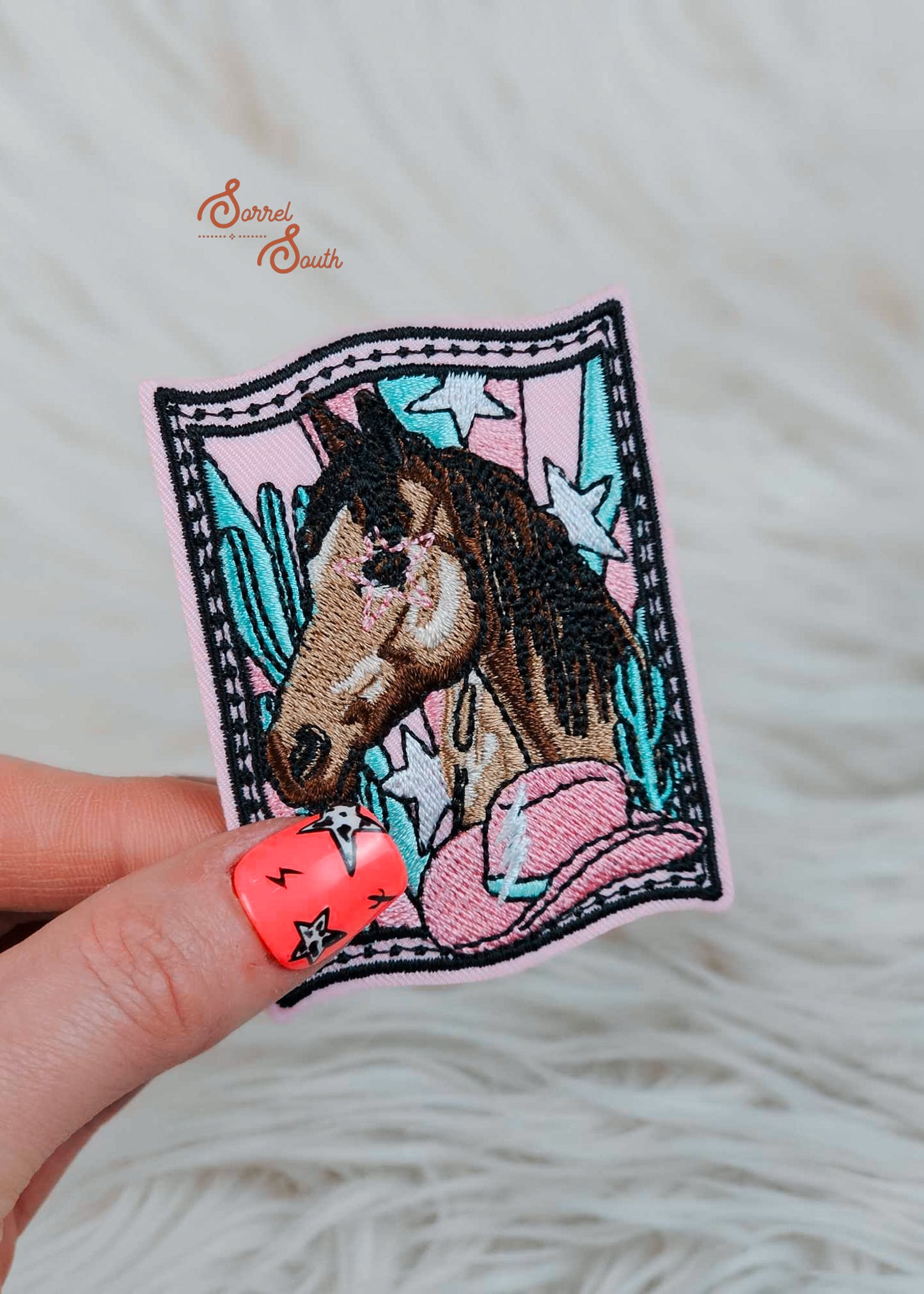 Pink Horse Adhesive Patch, wholesale western patches