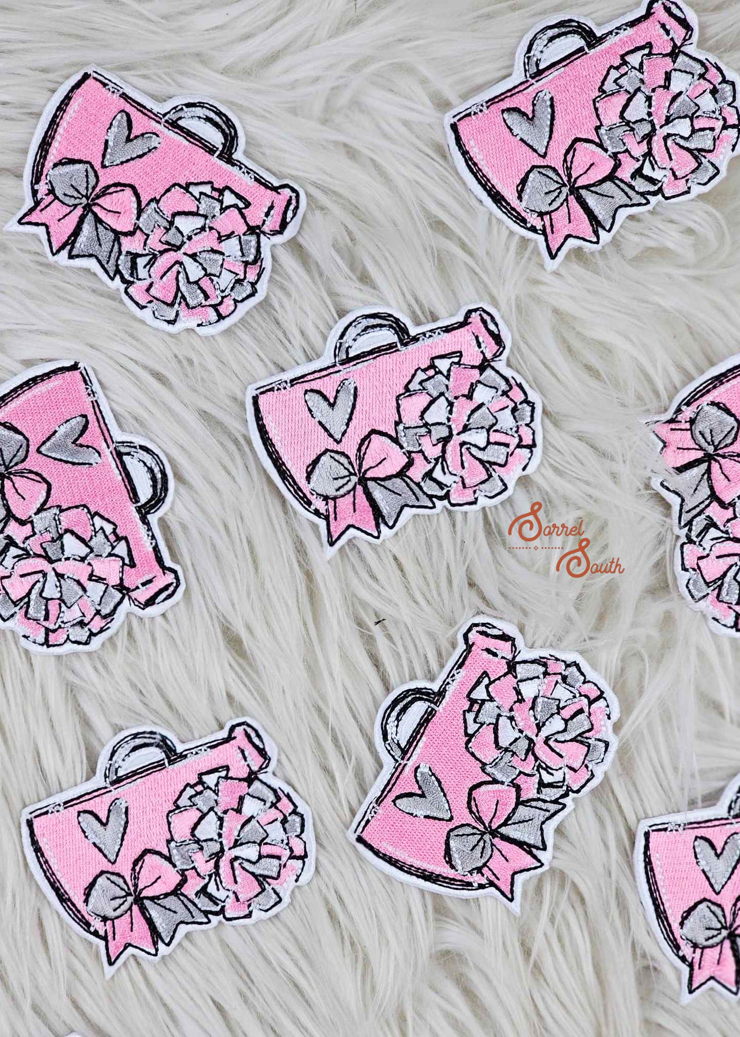 pink wholesale cheer patch, iron on patches