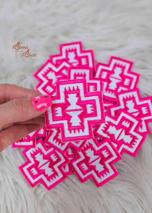 Pink & White Southwestern 2" Patch, wholesale iron on patch