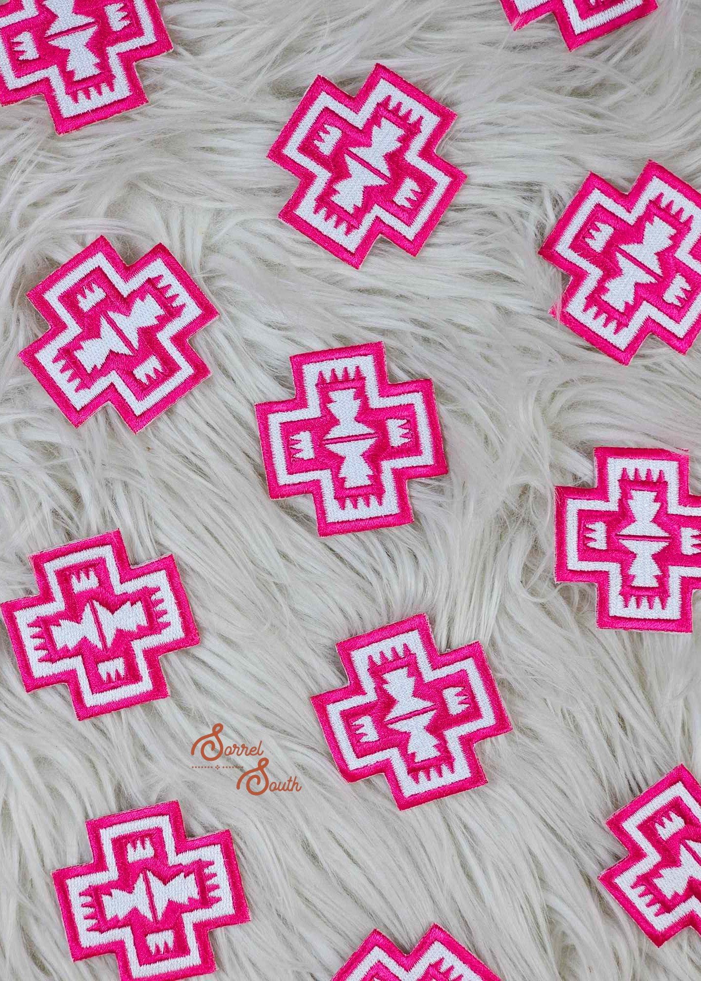 Pink & White Southwestern 2" Patch, wholesale iron on patch