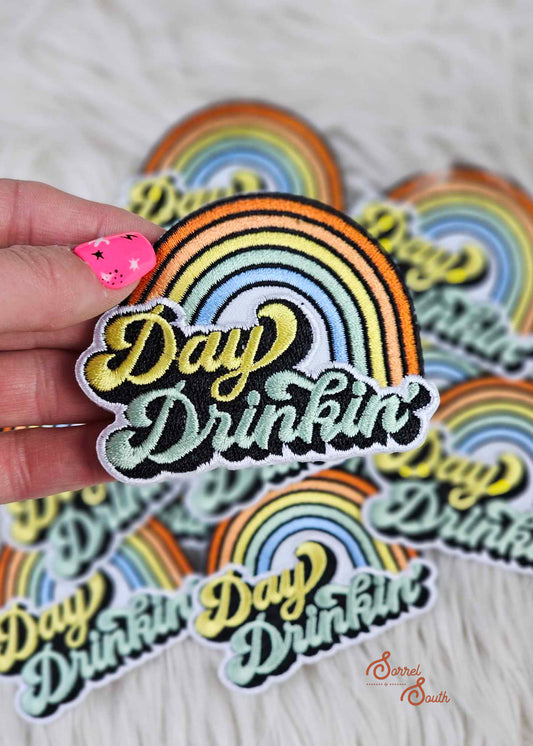 retro rainbow day drinkin patch, wholesale patches