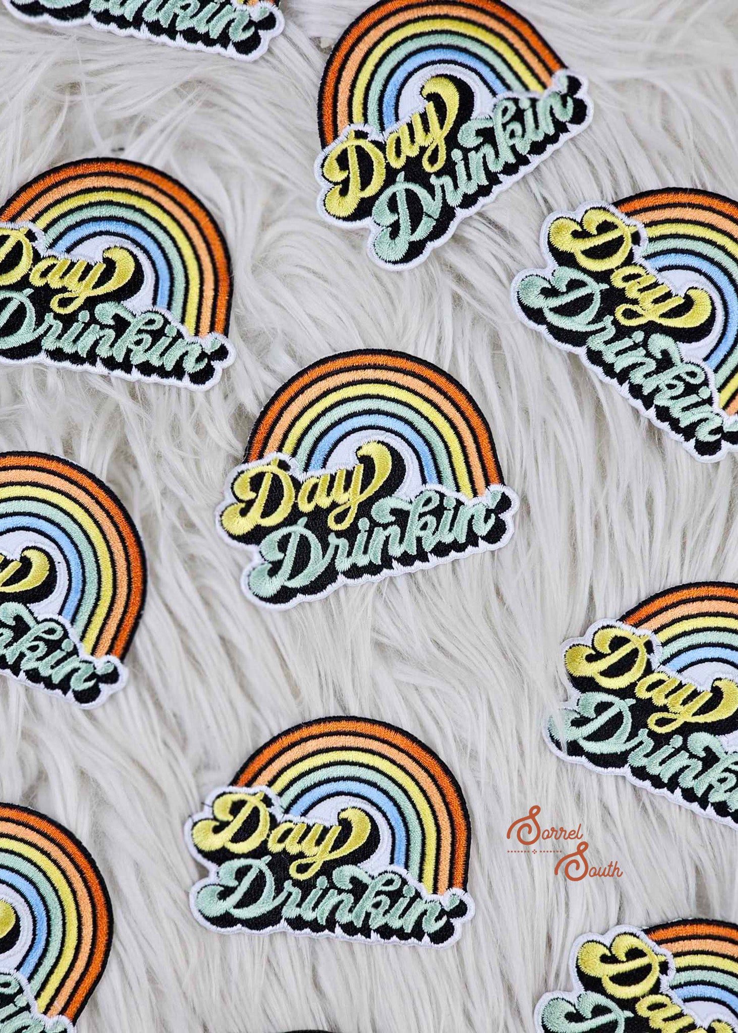 retro rainbow day drinkin patch, wholesale patches