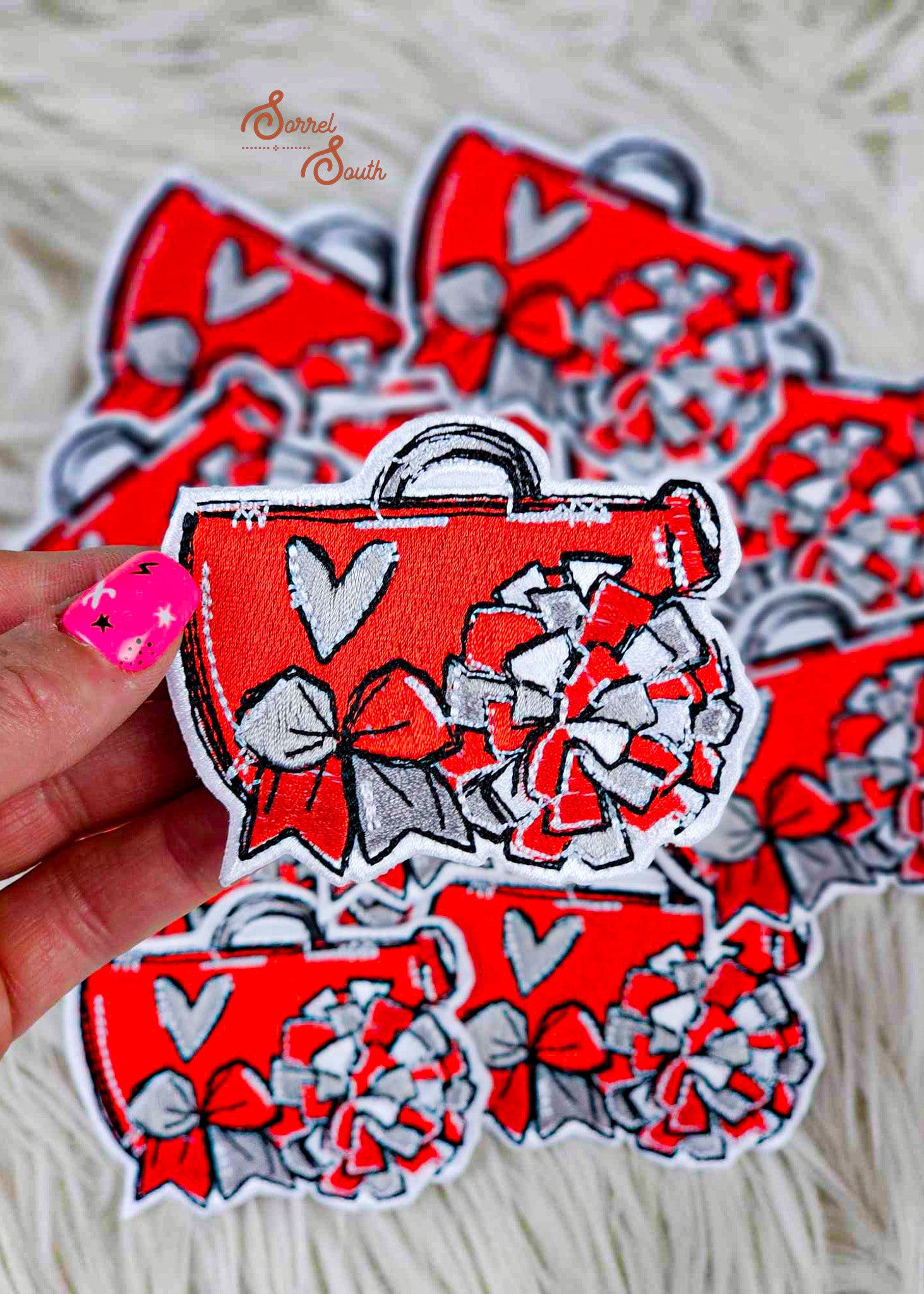 red cheerleading iron on patch, wholesale patches