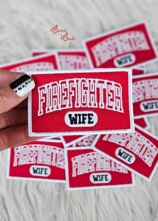 Red Firefighter Wife Patch, iron on patch