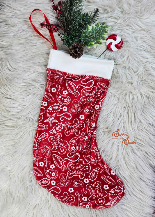 Red Gingerbread Stocking- CLEARANCE