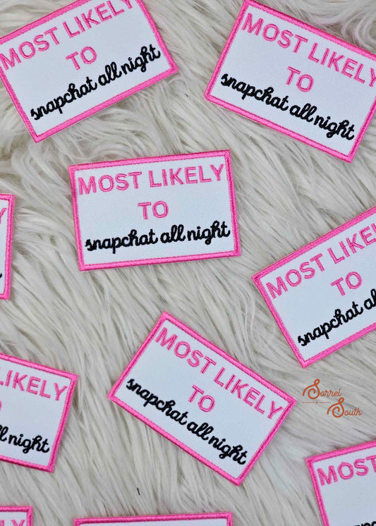 Snapchat All Night Bachelorette Collection Patch, bridal party patches