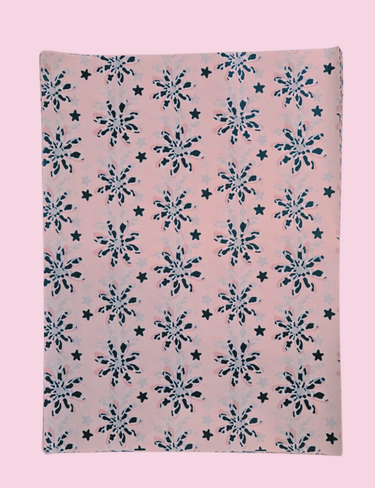 20" x 15" Pink Cow Print Floral Tissue Paper
