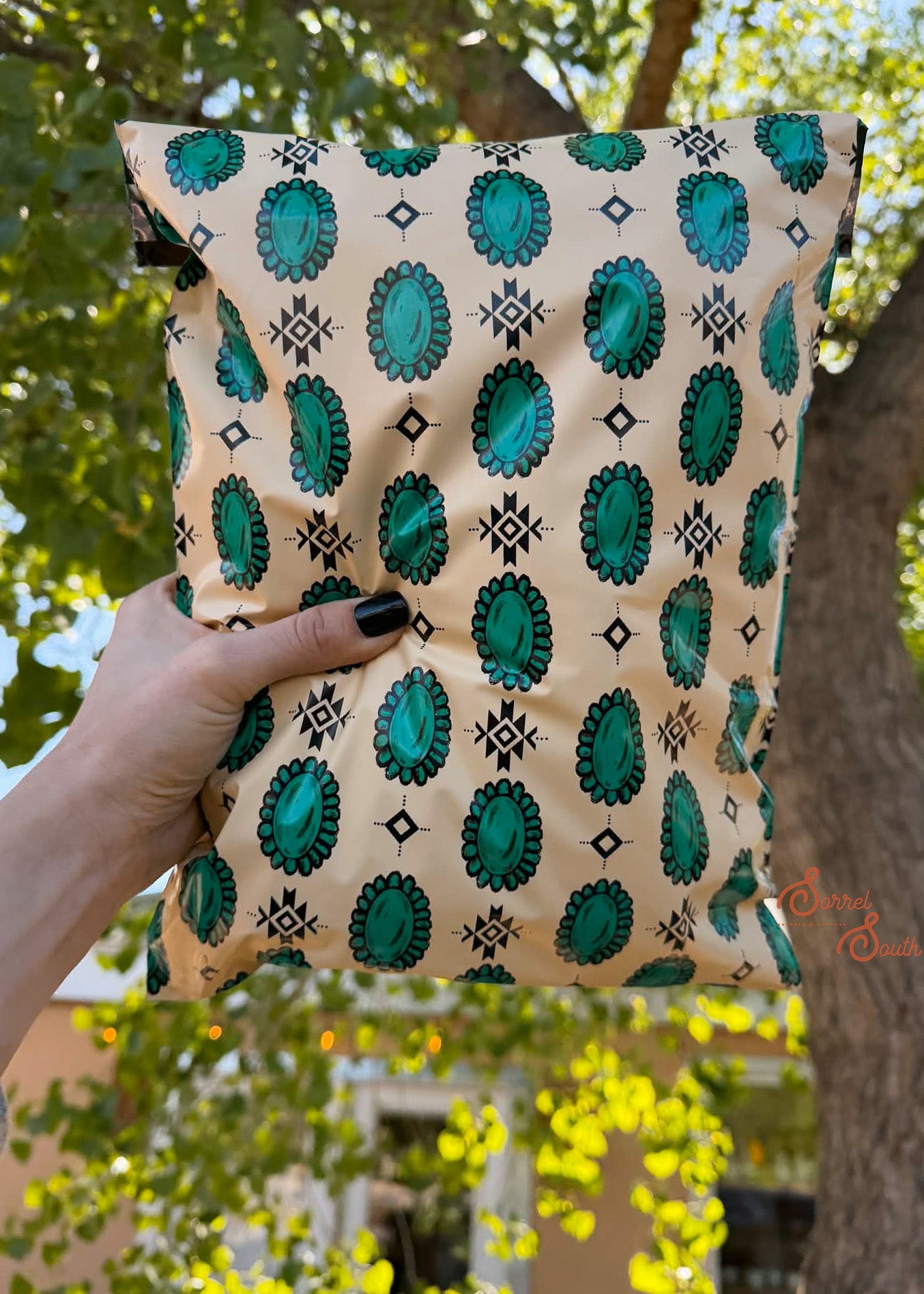 10" x 13" Turquoise Stone Aztec Poly Mailers poly mailer Sorrel South