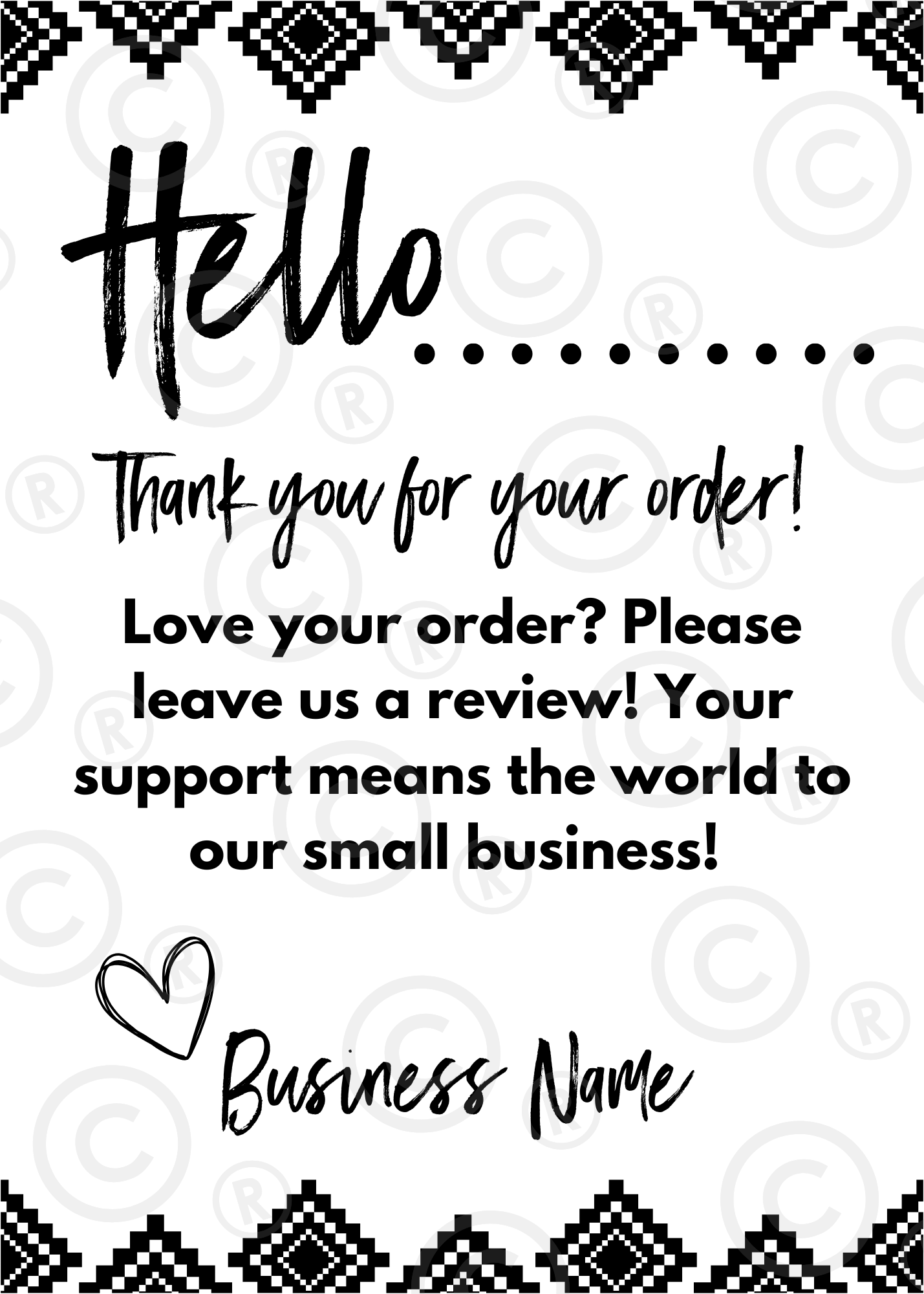 4" x 6" Aztec Business Name Printable Digital File (Customized)