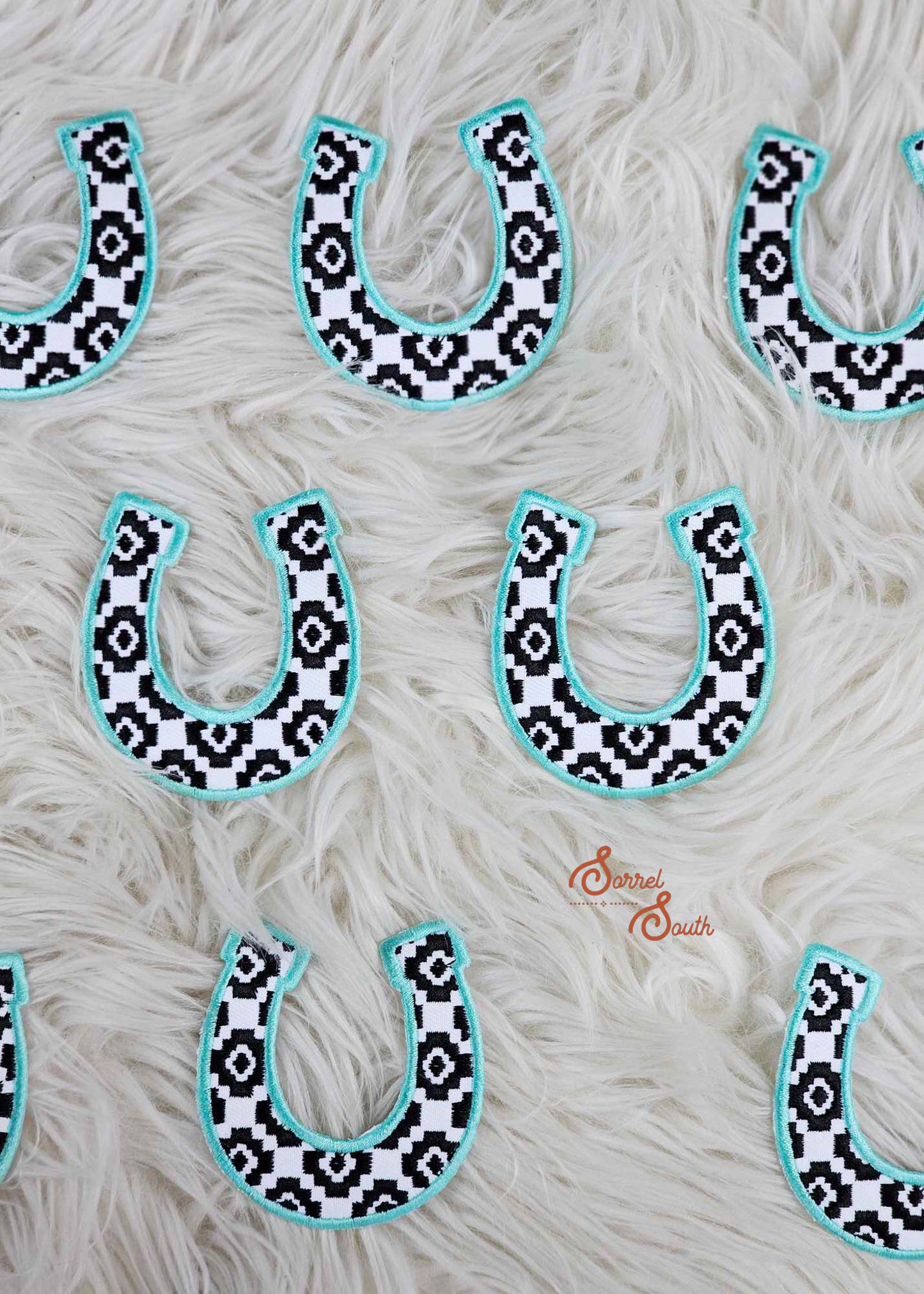 Turquoise Aztec Horseshoe Patch, wholesale iron on patch