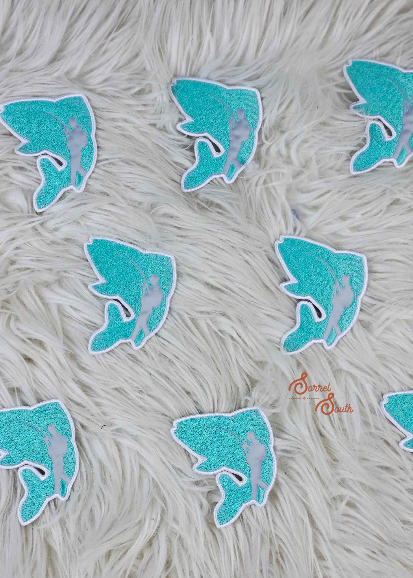 Turquoise Bass Fishing Patch, wholesale iron on patches, trending patches