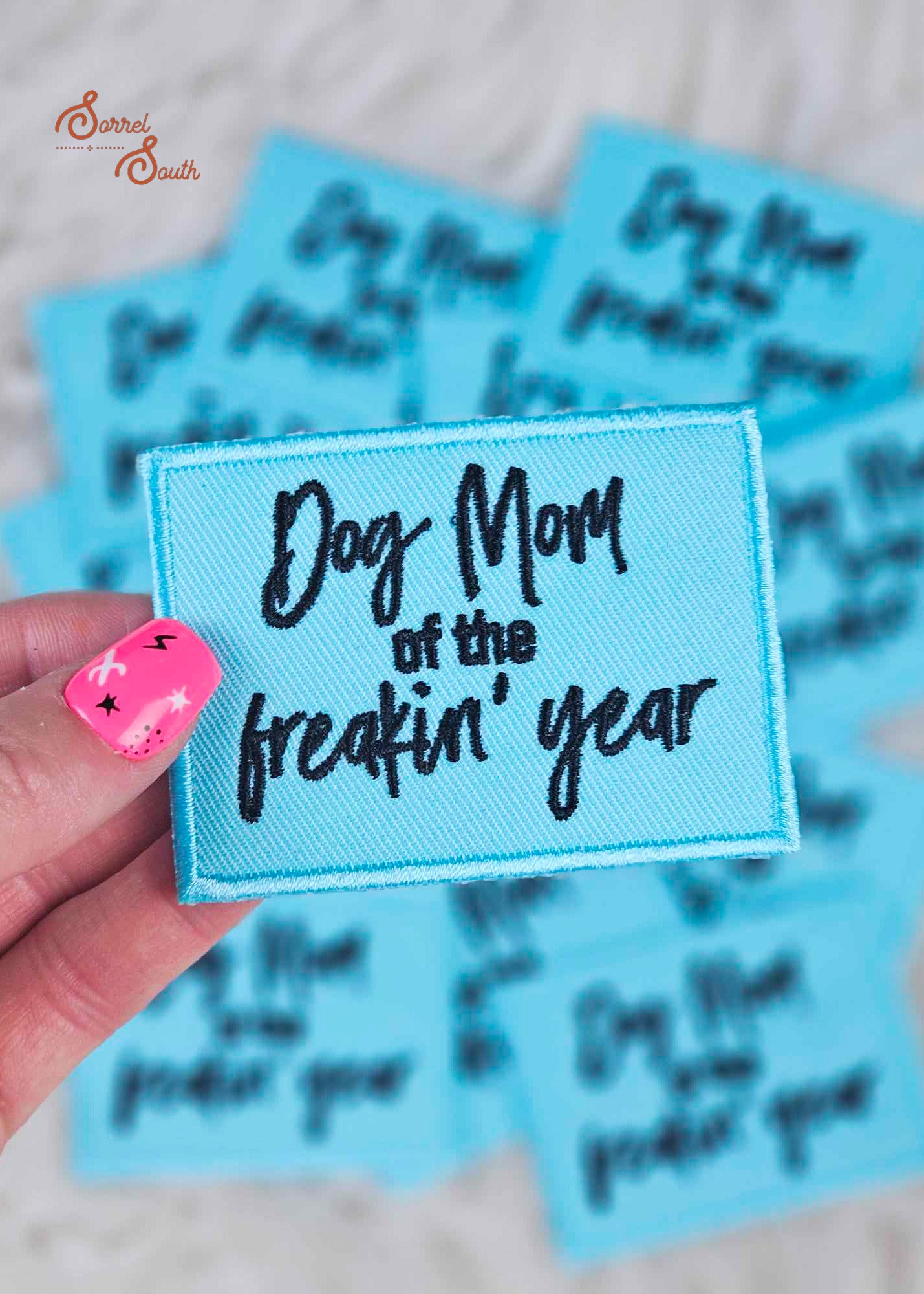 Turquoise Dog Mom Of The Year Patch, wholesale iron on patch