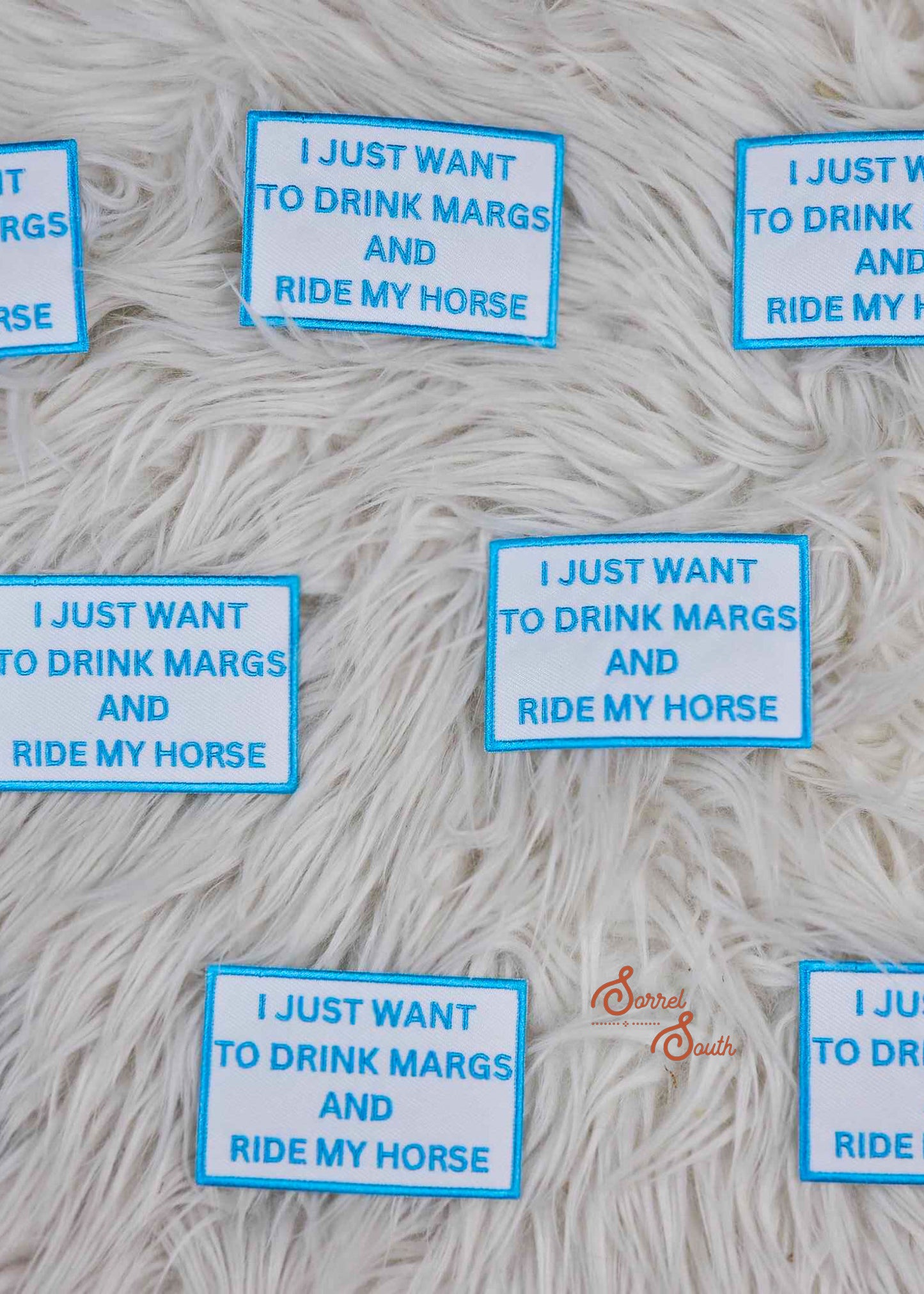 Turquoise Drink Margs & Ride My Horse Patch, wholesale iron on patch