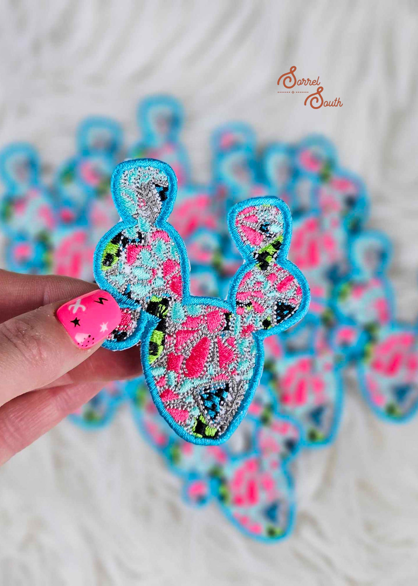 Turquoise Stone Cactus Patch- Wholesale Iron On Patches – Sorrel South