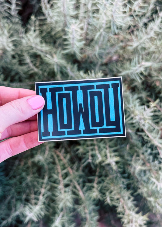 Turquoise & Black Howdy Sticker - Pack of 5