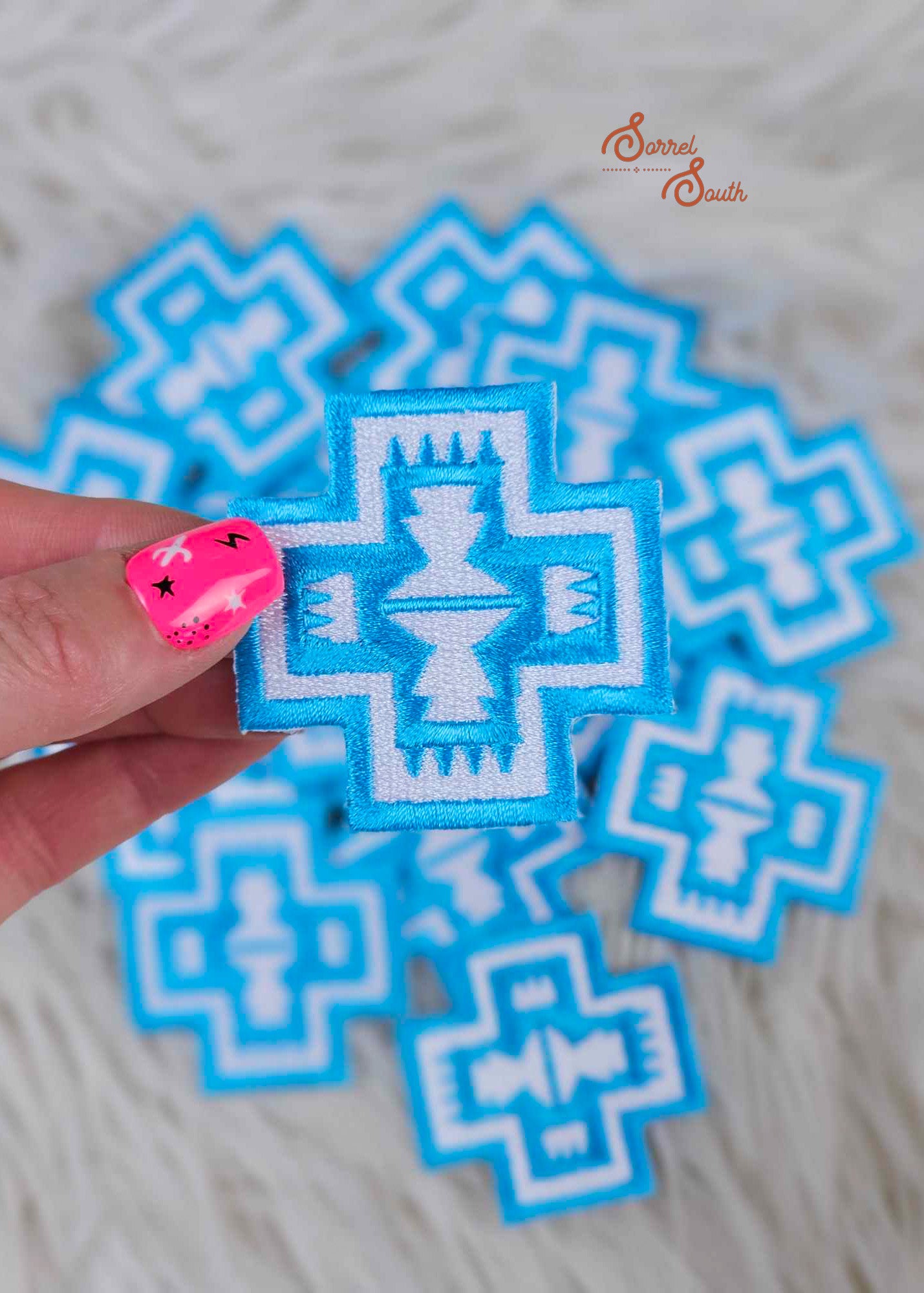 Turquoise & White Southwestern 2" Patch