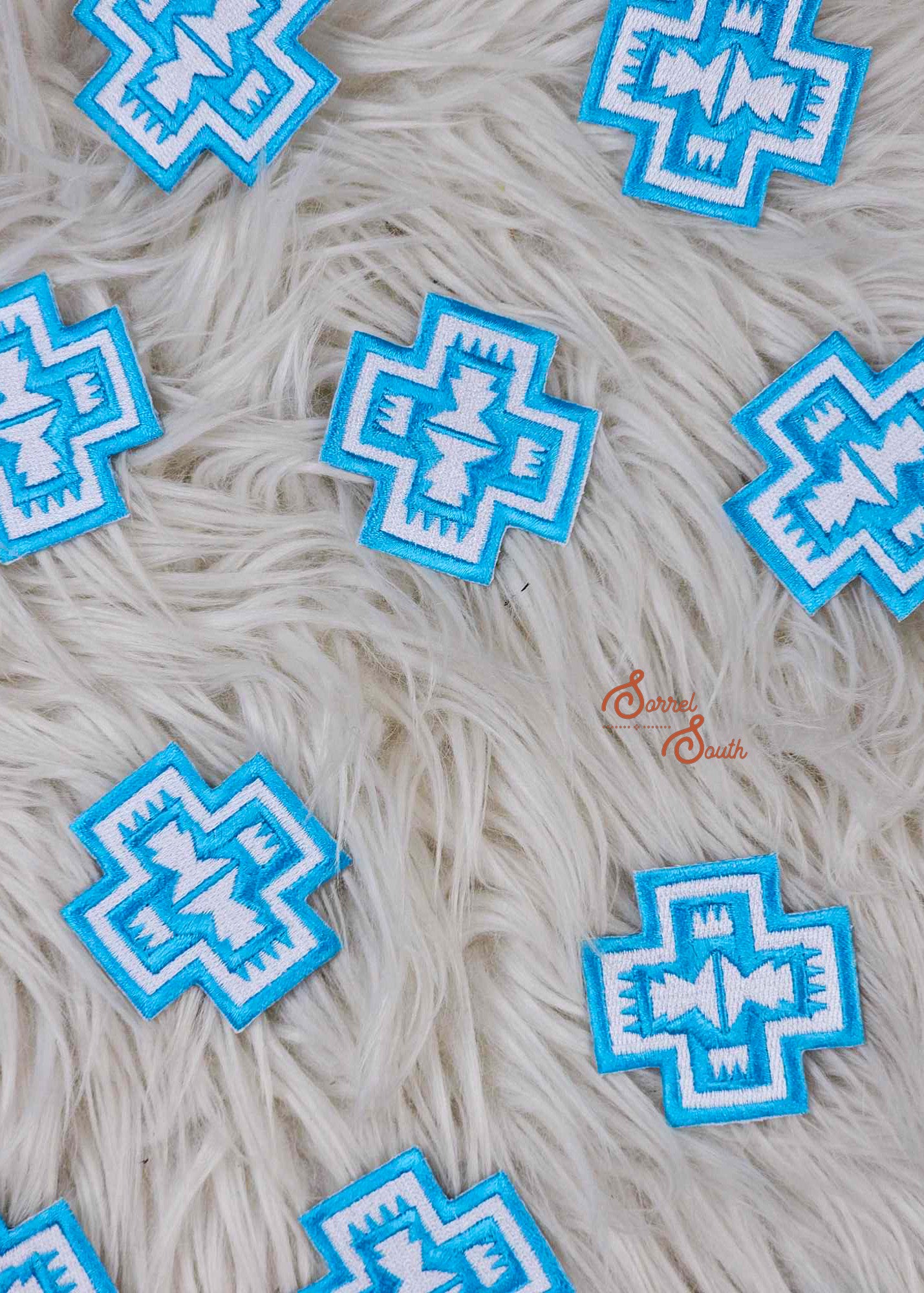 Turquoise & White Southwestern 2" Patch