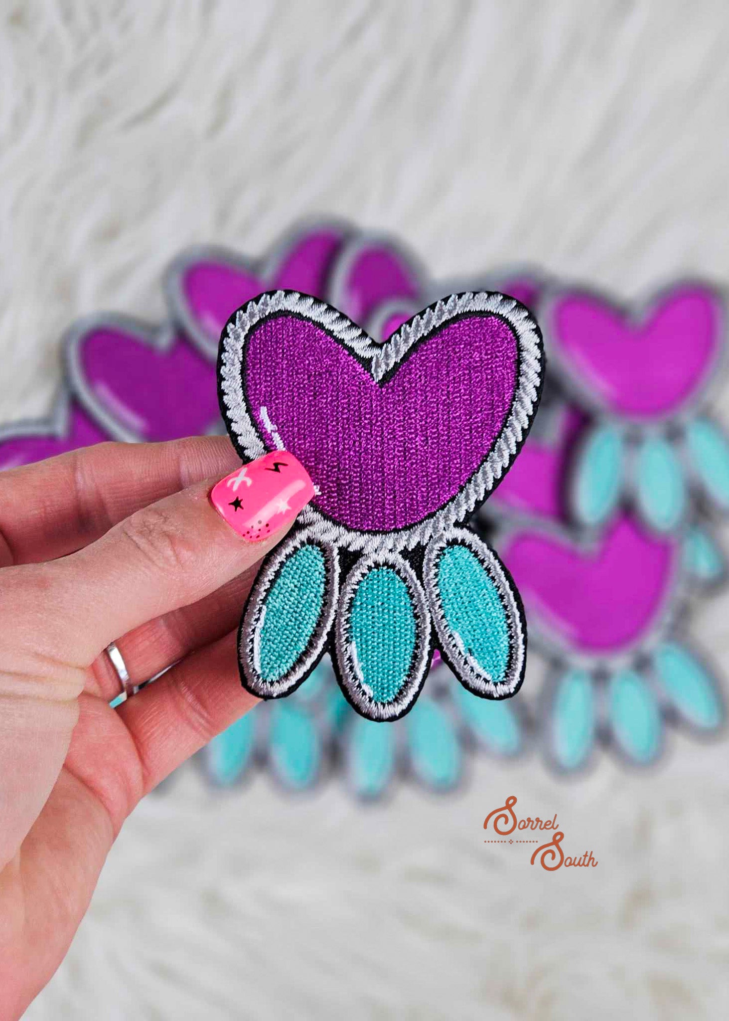 Two Tone Heart Turquoise Patch, wholesale iron on patch