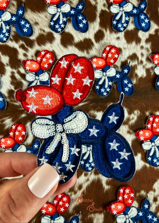 USA Sequin Balloon Dog Patch adhesive patch Sorrel South