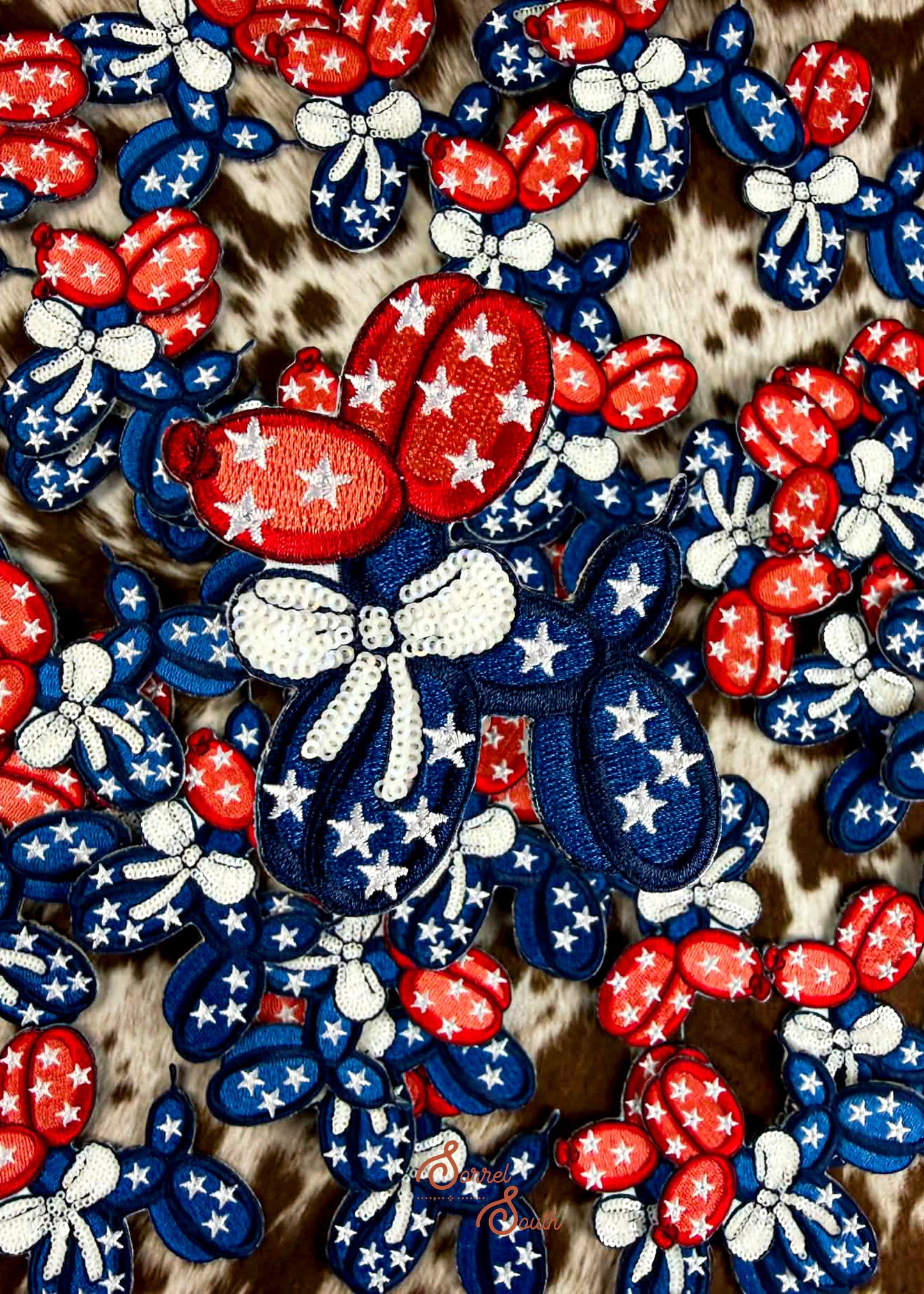 USA Sequin Balloon Dog Patch adhesive patch Sorrel South