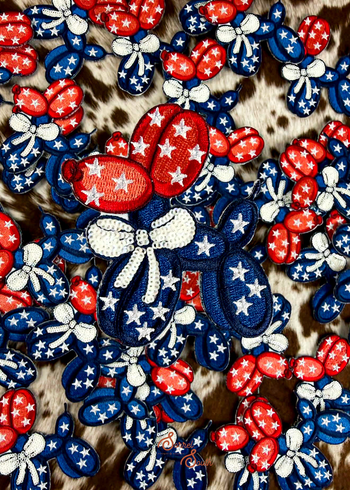 USA Sequin Balloon Dog Patch adhesive patch Sorrel South