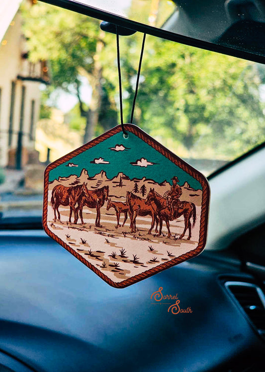 Vintage Horses Car Air Freshener - Lavender