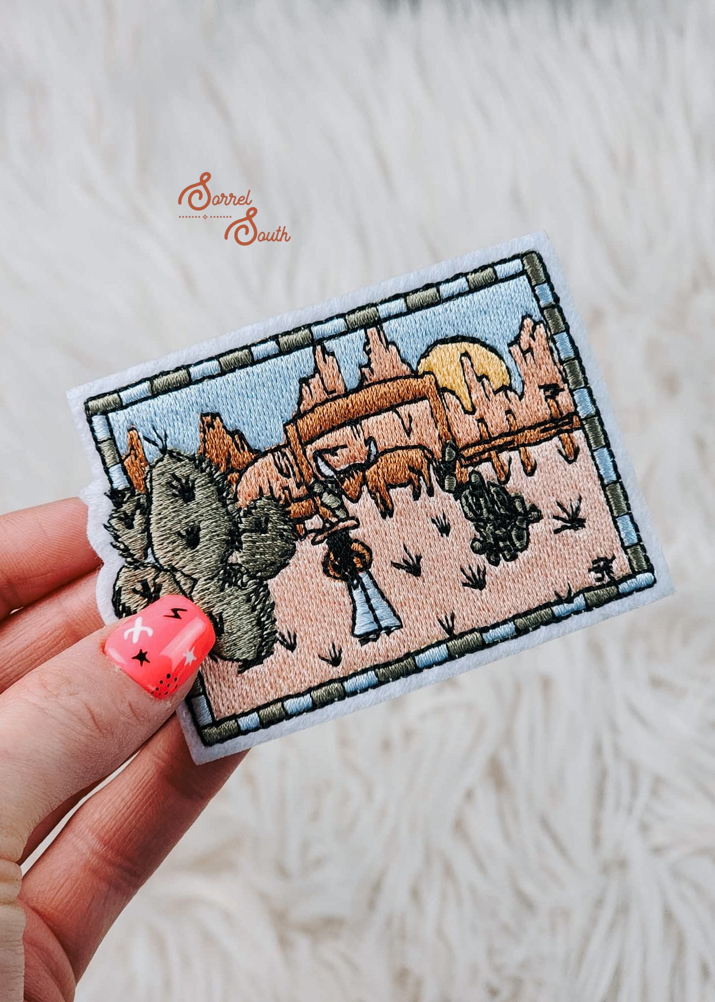 Western Scene Adhesive Patch, iron on western patch