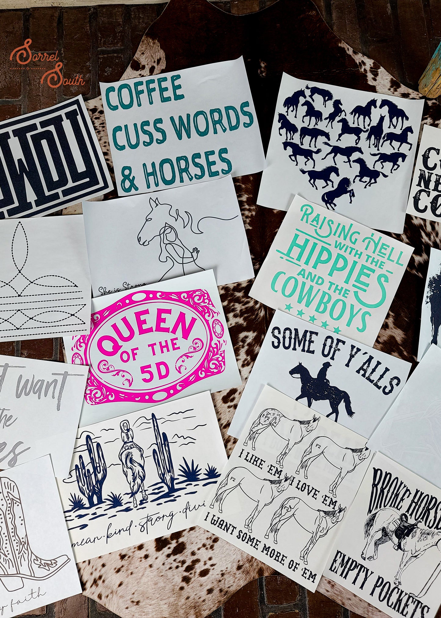 Western Transfer Bundle Pack of 50 screenprint transfer - assorted .50 lots Sorrel South