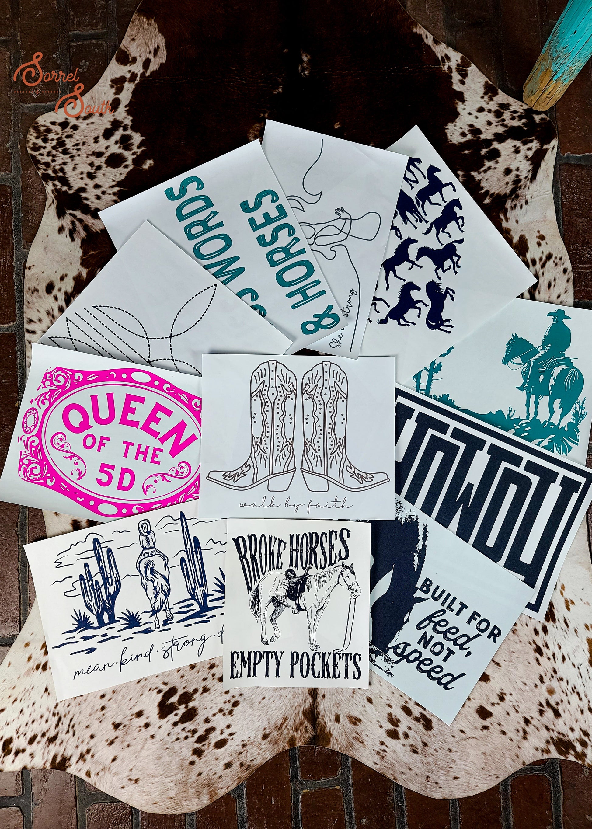 Western Transfer Bundle Pack of 50 screenprint transfer - assorted .50 lots Sorrel South