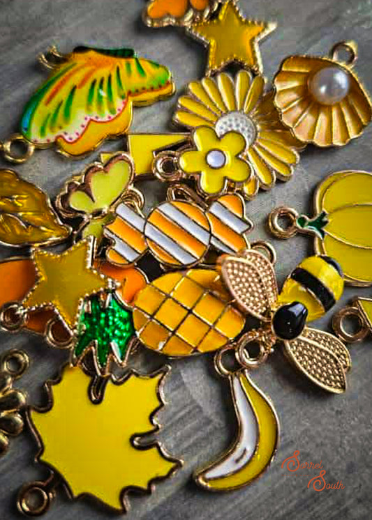 Yellow Assorted Charms - Pack of 10 charms Sorrel South