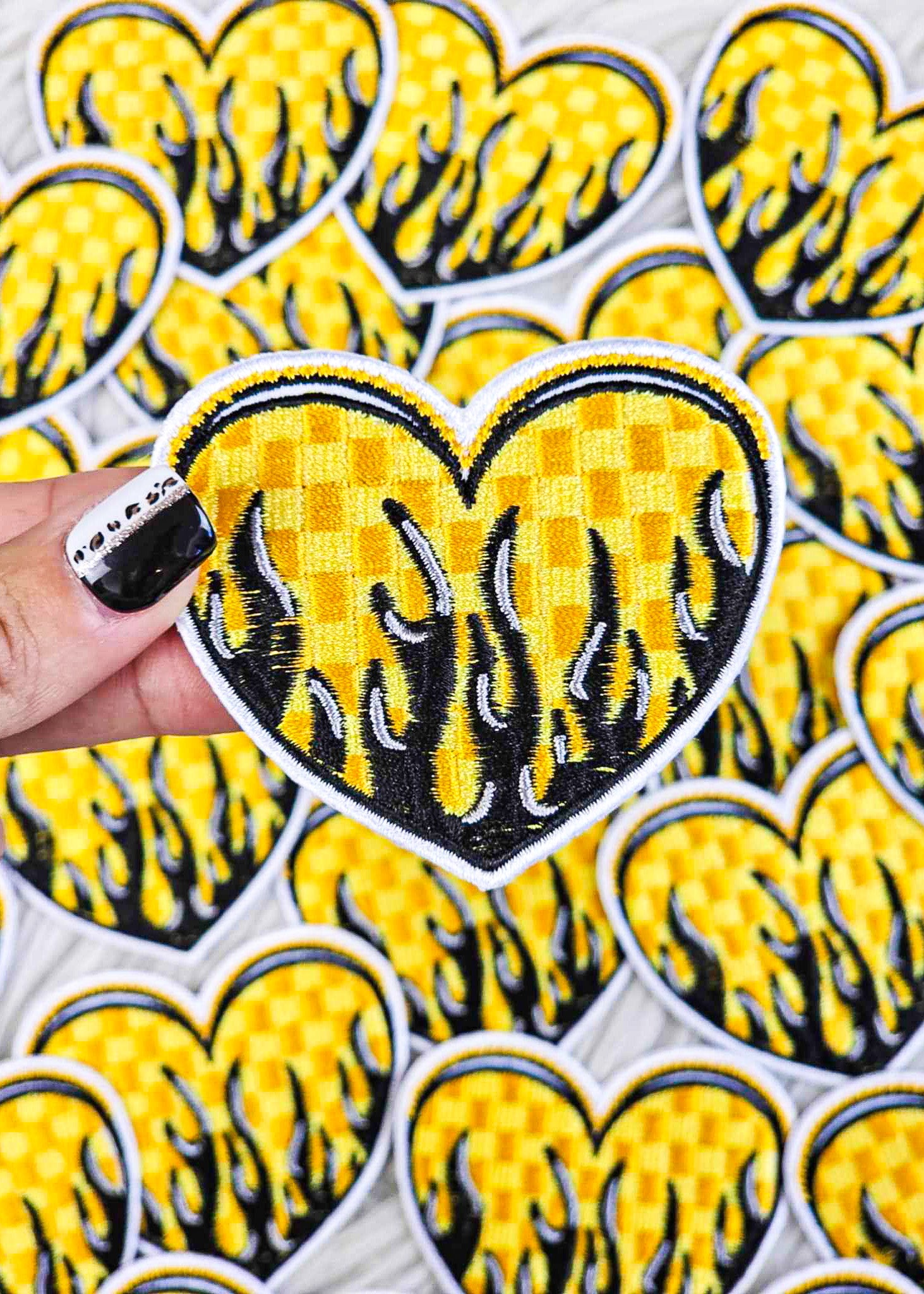 Yellow Flame Heart Patch