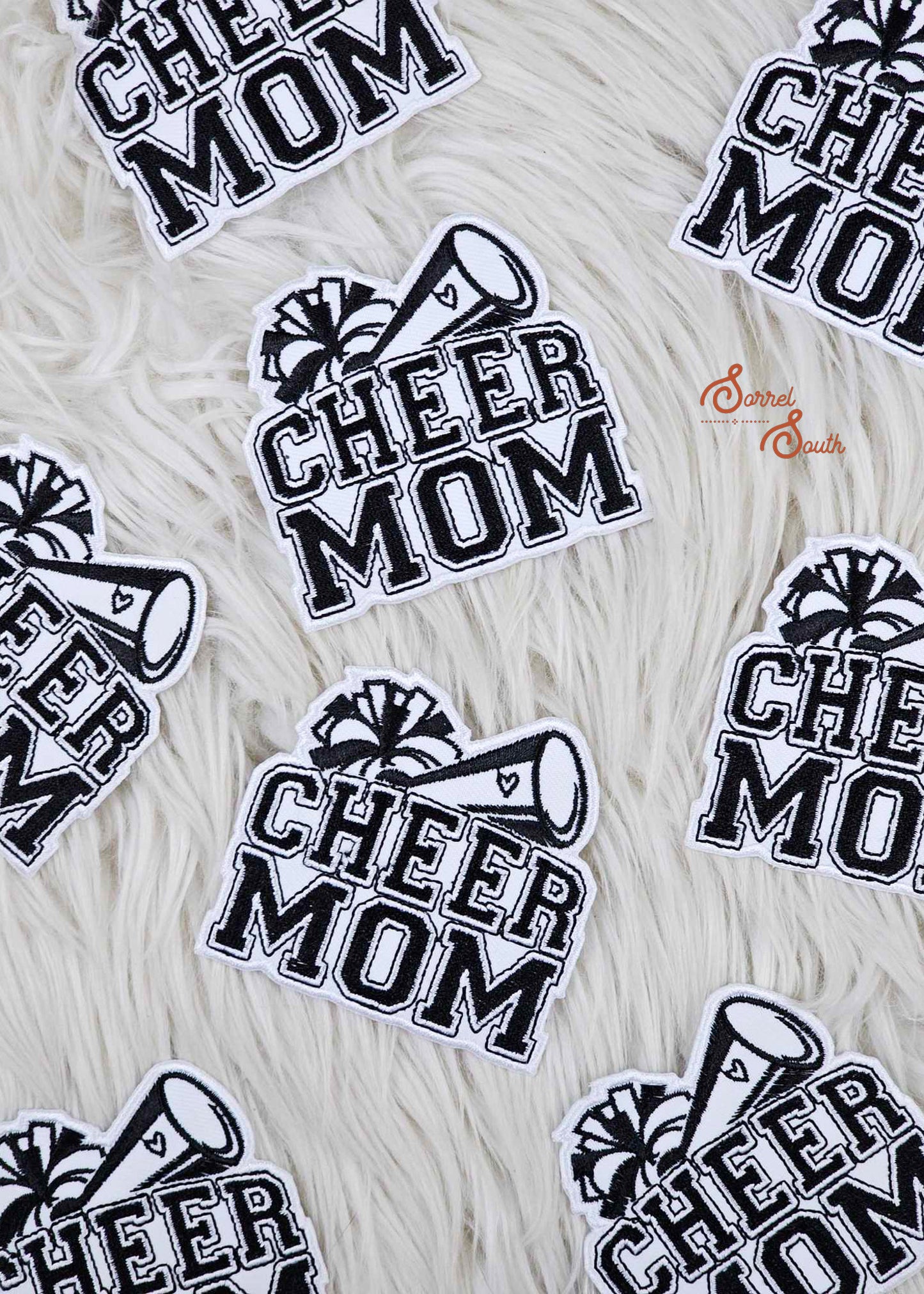 black & white cheer mom patch, wholesale iron on