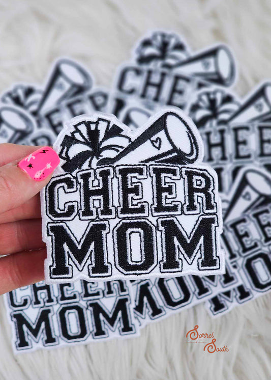 black & white cheer mom patch, wholesale iron on