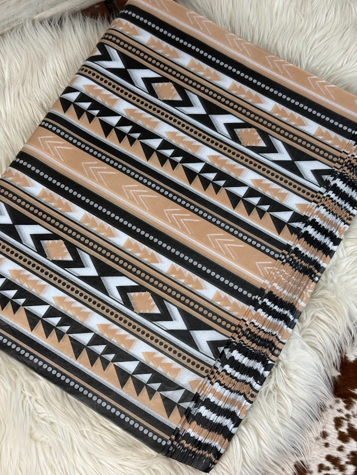 30" x 20" Black & Tan Aztec Tissue Paper