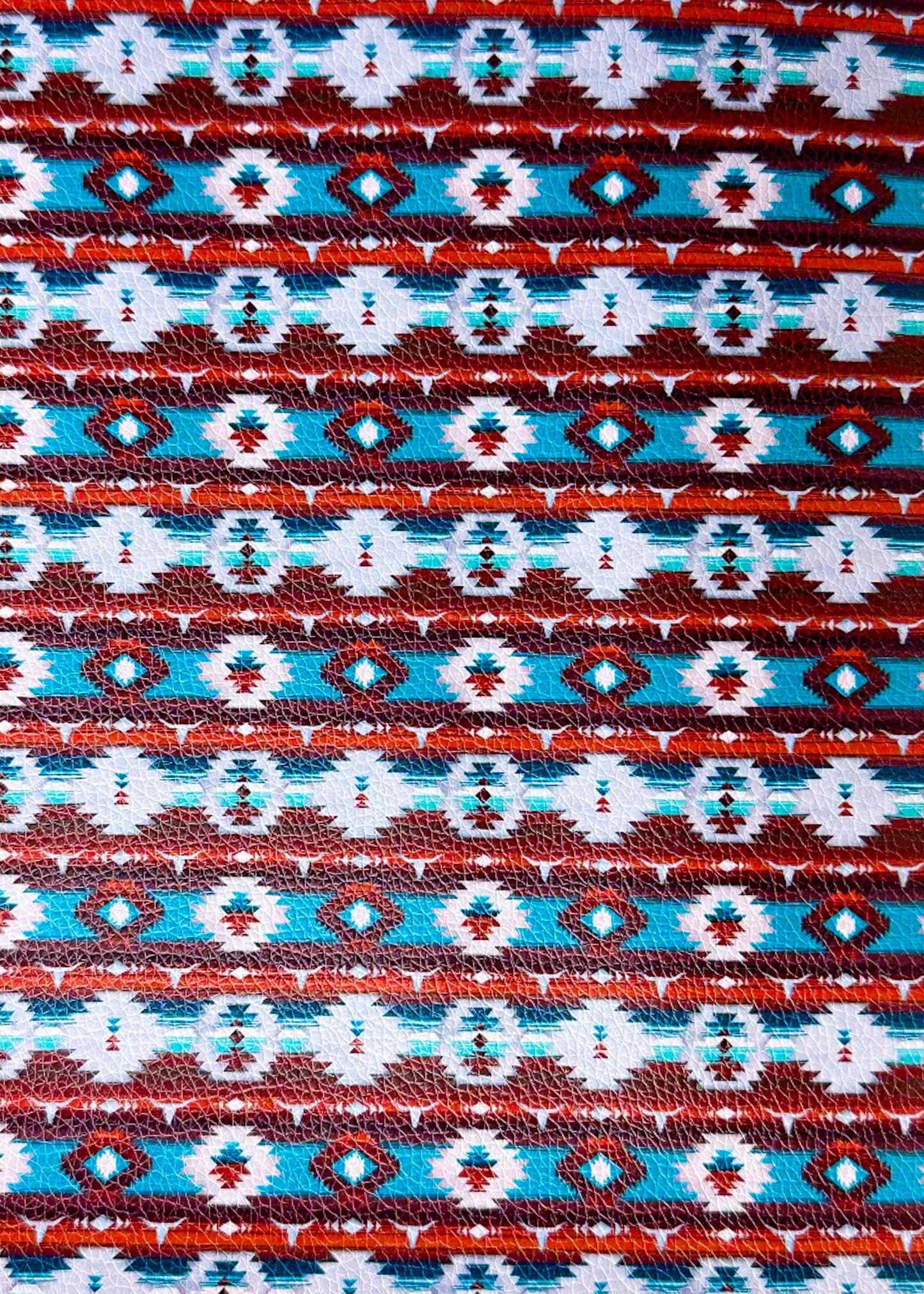 Burgundy Teal Aztec Faux Leather