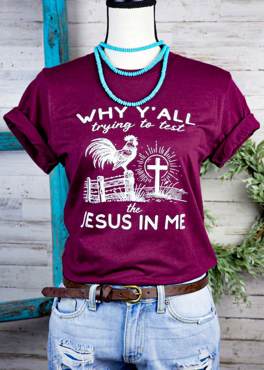 Why Y'ALL Trying To Test The Jesus In Me Screenprint Transfer