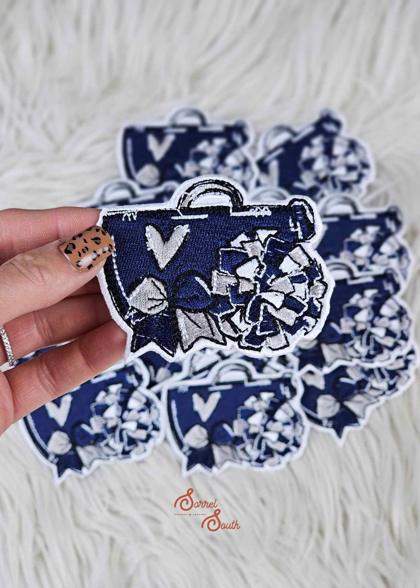 Navy Cheer Patch, cheerleading, wholesale iron on patch