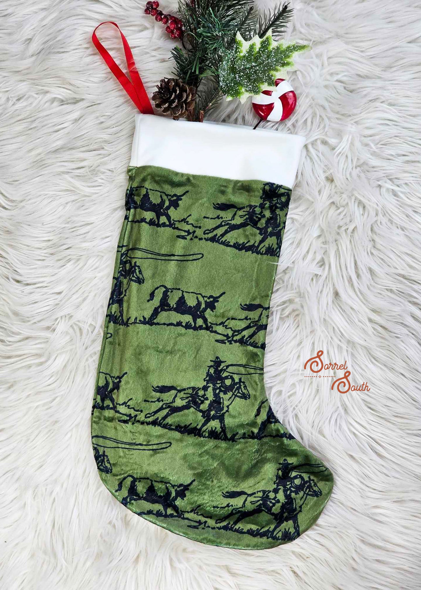 Olive Green Ranch Roper Stocking - CLEARANCE