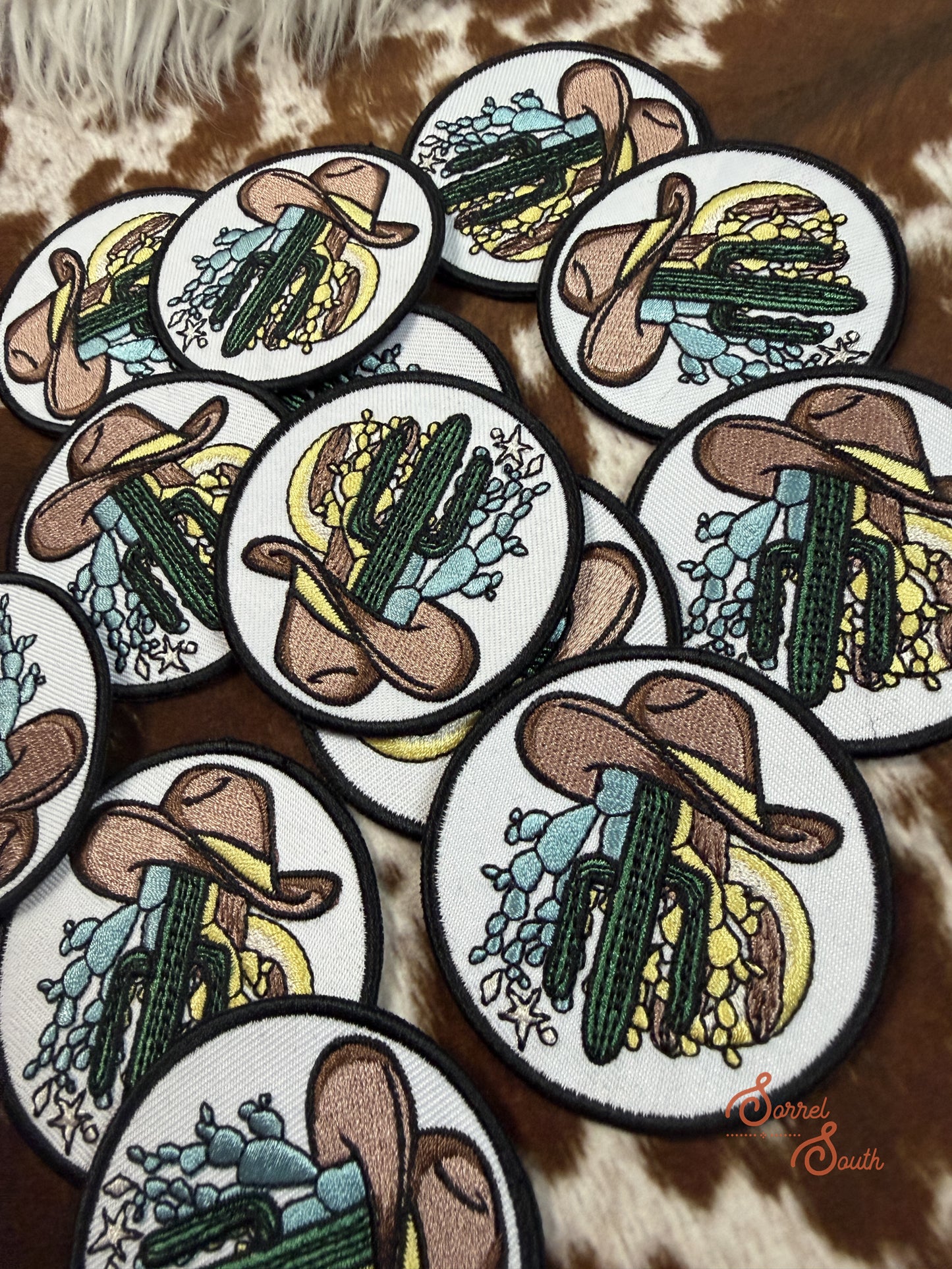 Circle Cowboy Hat Cactus Adhesive Patch adhesive patch Sorrel South