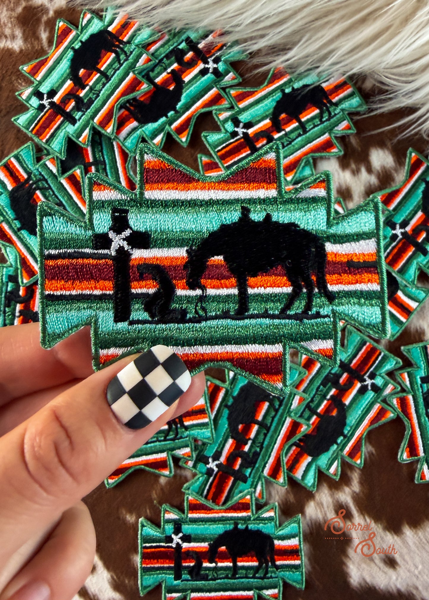 Aztec Serape Praying Cowboy Adhesive Patch adhesive patch Sorrel South