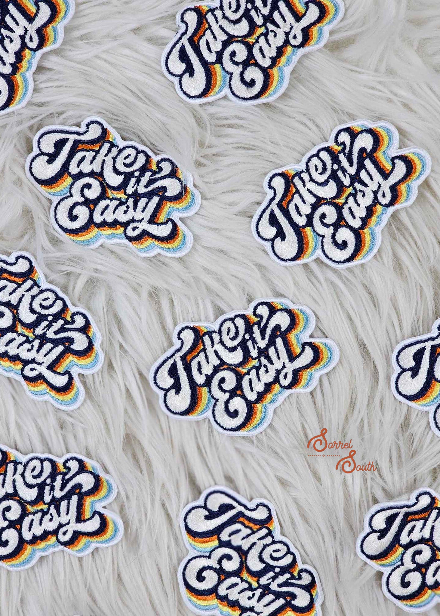 retro take it easy iron on patch