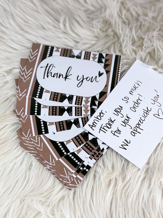 Black & Tan Aztec Thank You Card 4" x 6" 4" x 6" Postcard Sorrel South